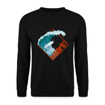 Surf Welle Surfer Wellenreiter - Unisex Pullover - Schwarz - Vorne - Alina (178cm) & Michal (187cm)