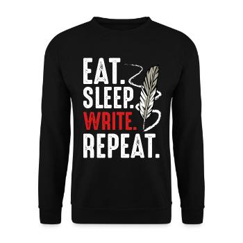 Eat Sleep Write Repeat Writing Motivation - Unisex Sweatshirt - black - Front - Alina (178cm) & Michal (187cm)