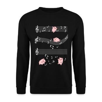 Cochons musicaux sur bâtons - Sweat-shirt Unisexe - noir - Devant - Alina (178cm) & Michal (187cm)