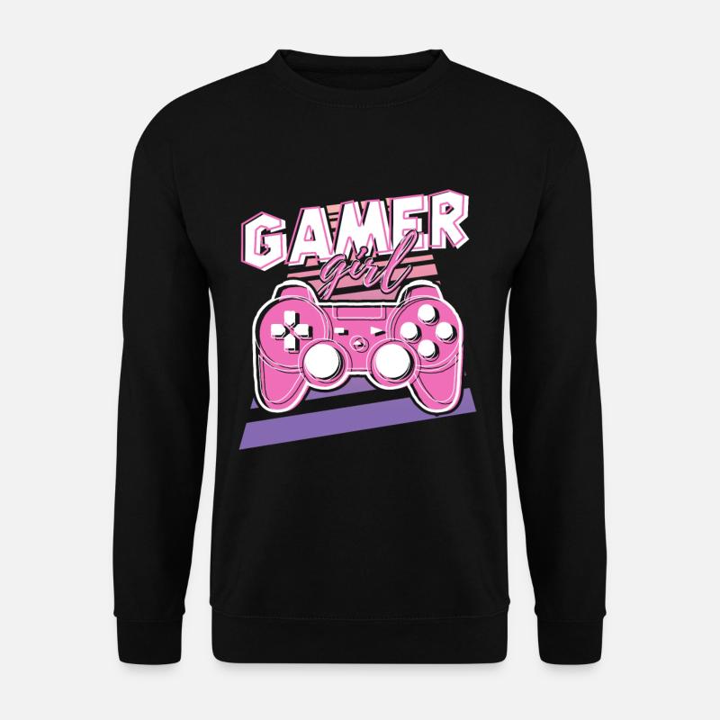 Gamer Girl Pink Retro-Controller - Unisex Pullover - Schwarz