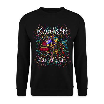 Konfetti für alle - Fasching, Kölle alaaf - Unisex Pullover - Schwarz - Vorne - Alina (178cm) & Michal (187cm)