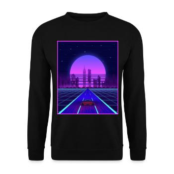 Synthwave Aesthetic Vaporwave Retro 80s 90s Auto - Unisex Sweatshirt - black - Front - Alina (178cm) & Michal (187cm)