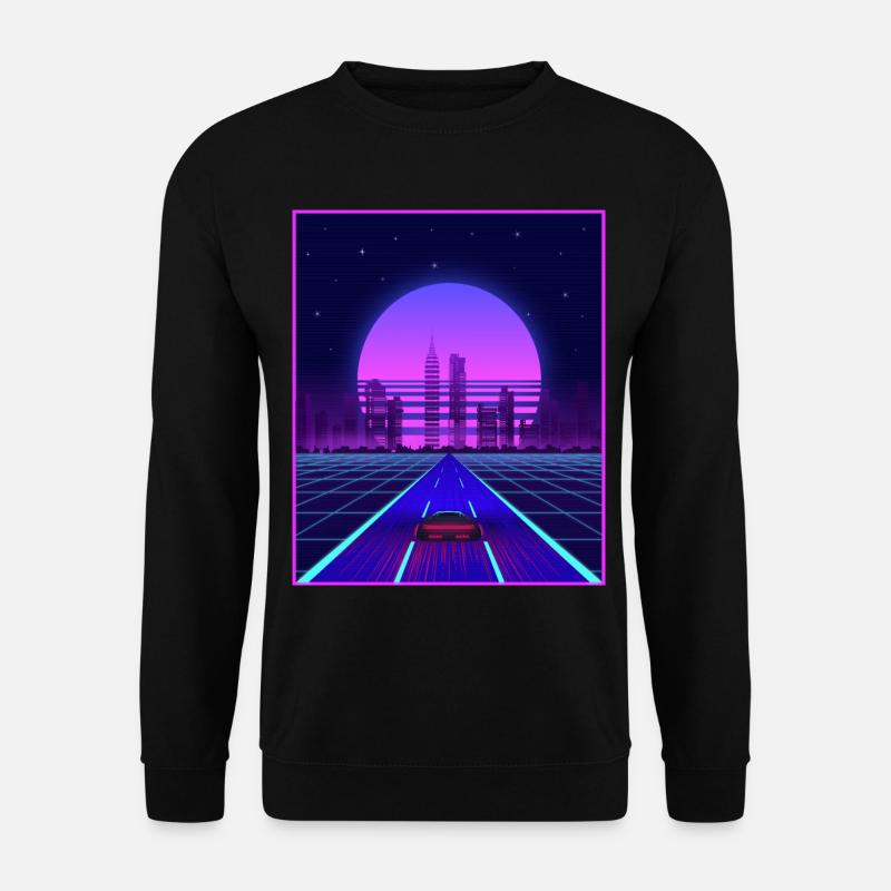 Synthwave Aesthetic Vaporwave Retro 80er 90er Auto - Unisex Pullover - Schwarz