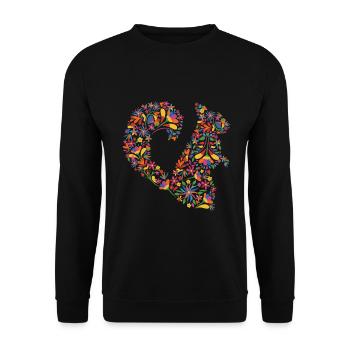 Blumen-Eichhörnchen - Unisex Pullover - Schwarz - Vorne - Alina (178cm) & Michal (187cm)