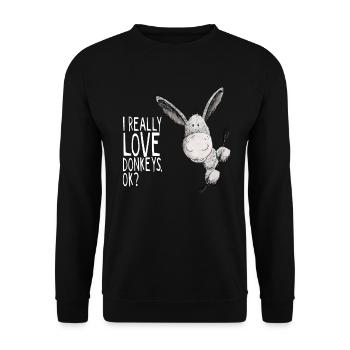 J'adore les ânes je dis je motif animal - Sweat-shirt Unisexe - noir - Devant - Alina (178cm) & Michal (187cm)