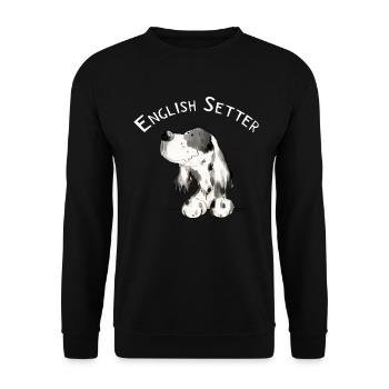 Cadeau de bande dessinée de chien heureux Setter anglais I - Sweat-shirt Unisexe - noir - Devant - Alina (178cm) & Michal (187cm)