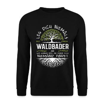 Wald Waldbaden Natur Baum Shinrin-Yoku Geschenk - Unisex Pullover - Schwarz - Vorne - Alina (178cm) & Michal (187cm)