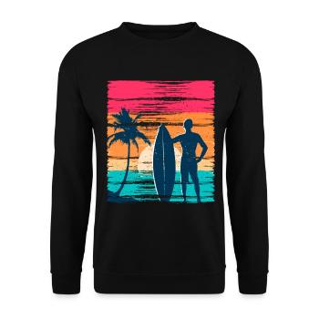 Surfeur Sunset Rétro - Sweat-shirt Unisexe - noir - Devant - Alina (178cm) & Michal (187cm)
