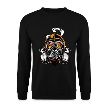 Firefighter gas mask helmet - Unisex Sweatshirt - black - Front - Alina (178cm) & Michal (187cm)