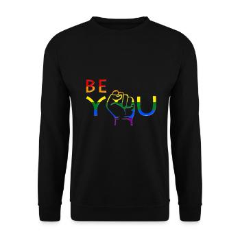 Be You Pride Fist Rainbow - Unisex Pullover - Schwarz - Vorne - Alina (178cm) & Michal (187cm)