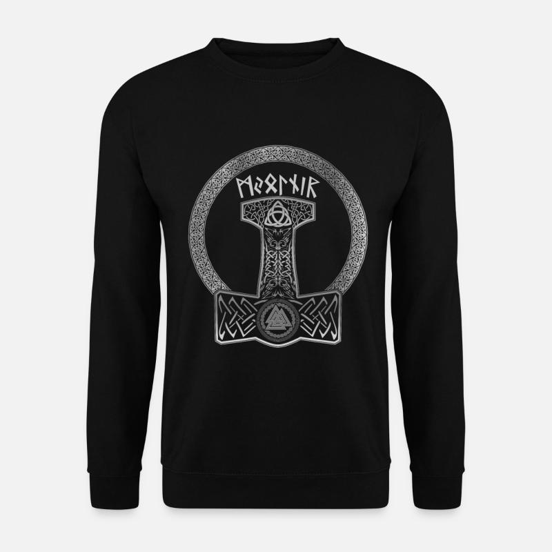 Mjolnir Wikinger Thor Hammer Runen Keltisch Knoten - Unisex Pullover - Schwarz