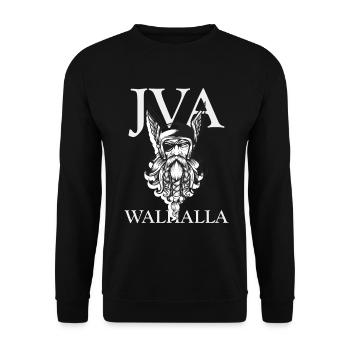 JVA Walhalla Knast lustiger Spruch Odin Thor - Unisex Pullover - Schwarz - Vorne - Alina (178cm) & Michal (187cm)