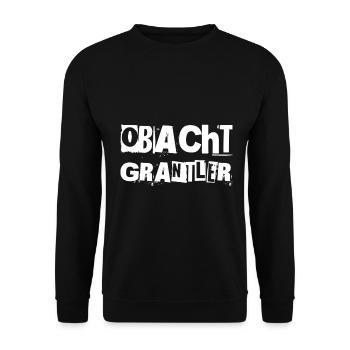 Obacht grantler - Unisex Pullover - Schwarz - Vorne - Alina (178cm) & Michal (187cm)
