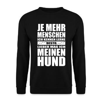 Lebensmotto Hundehalter Druck - Unisex Pullover - Schwarz - Vorne - Alina (178cm) & Michal (187cm)