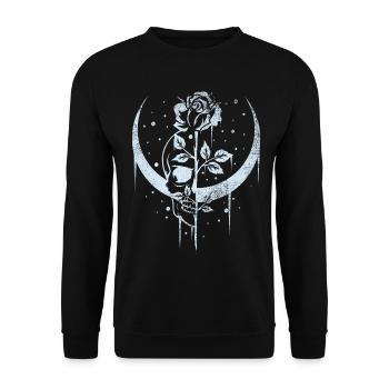 Occult Moon Rose Witchcraft Wicca Totenkopf Gothic - Unisex Pullover - Schwarz - Vorne - Alina (178cm) & Michal (187cm)