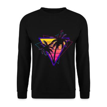 Synthwave Vaporwave Sunset Retro 80s 90s - Unisex Sweatshirt - black - Front - Alina (178cm) & Michal (187cm)
