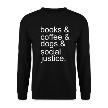 Book Coffee Dog and Social Justice - Unisex Sweatshirt - black - Front - Alina (178cm) & Michal (187cm)