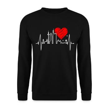 Francfort skyline battement de coeur fan love heart Hessen - Sweat-shirt Unisexe - noir - Devant - Alina (178cm) & Michal (187cm)