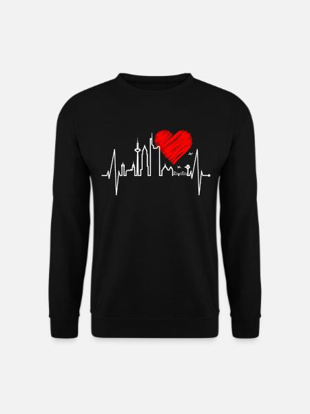 Frankfurt Skyline Herzschlag Fan Liebe Herz Hessen - Unisex Pullover - Schwarz