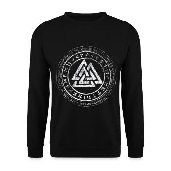 Valknut Viking Celts Teutons Knot Runes - Unisex Sweatshirt - black - Front - Alina (178cm) & Michal (187cm)