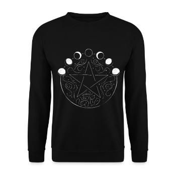 Pentagramm Mondphasen Witchcraft Occult Wicca - Unisex Pullover - Schwarz - Vorne - Alina (178cm) & Michal (187cm)