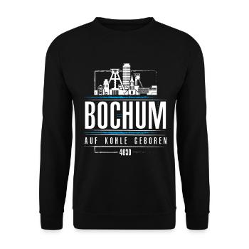 Bochum - 4630 - Auf Kohle geboren - Unisex Pullover - Schwarz - Vorne - Alina (178cm) & Michal (187cm)