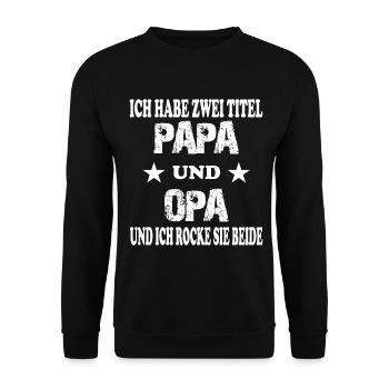 papa und opa - Unisex Pullover - Schwarz - Vorne - Alina (178cm) & Michal (187cm)