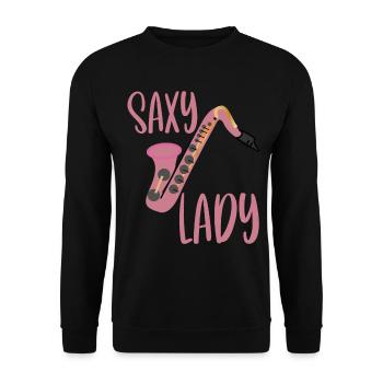 Saxophone Saxophoniste Saxophone Saxy Lady - Sweat-shirt Unisexe - noir - Devant - Alina (178cm) & Michal (187cm)