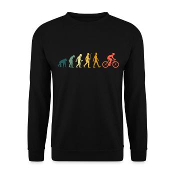Fahrrad Evolution Radfahrer Retro - Unisex Pullover - Schwarz - Vorne - Alina (178cm) & Michal (187cm)