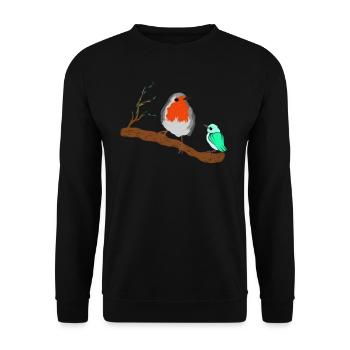 Pretty robin on a branch - Unisex Sweatshirt - black - Front - Alina (178cm) & Michal (187cm)