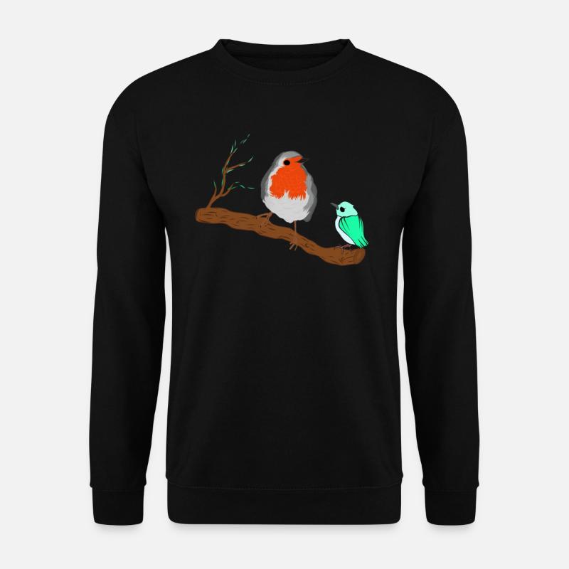 Vögel Rotkehlchen auf Zweig - Unisex Pullover - Schwarz