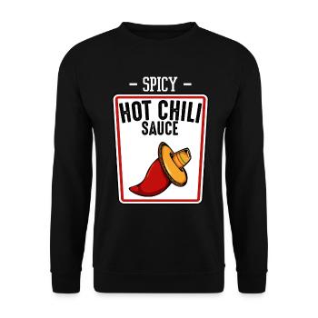 Würzige Chili-Sauce Illustration - Unisex Pullover - Schwarz - Vorne - Alina (178cm) & Michal (187cm)