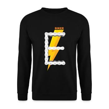 E-Biker Shirt Gift Icon Logo - Unisex Sweatshirt - black - Front - Alina (178cm) & Michal (187cm)