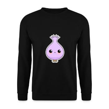 Cute Purple Onion Sticker Motif - Unisex Sweatshirt - black - Front - Alina (178cm) & Michal (187cm)