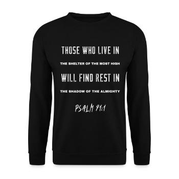 Shelter of the Most High: Psalm 91:1 - Unisex Sweatshirt - black - Front - Alina (178cm) & Michal (187cm)