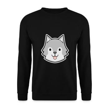 Autocollant tête husky heureuse - Sweat-shirt Unisexe - noir - Devant - Alina (178cm) & Michal (187cm)
