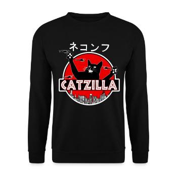 Catzilla Chat - Sweat-shirt Unisexe - noir - Devant - Alina (178cm) & Michal (187cm)