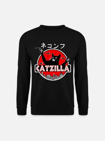 Catzilla Chat - Sweat-shirt Unisexe - noir