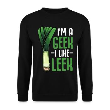 LauchGeek: Ich mag Lauch - Unisex Pullover - Schwarz - Vorne - Alina (178cm) & Michal (187cm)