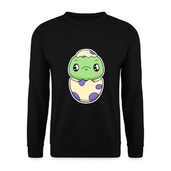 Petit dinosaure sorti de l’œuf - Sweat-shirt Unisexe - noir - Devant - Alina (178cm) & Michal (187cm)