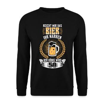 Reicht Mir Das Bier 50. Geburtstag Geschenk - Unisex Pullover - Schwarz - Vorne - Alina (178cm) & Michal (187cm)