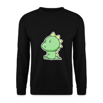 Cheerful Dino Cartoon Green - Unisex Sweatshirt - black - Front - Alina (178cm) & Michal (187cm)