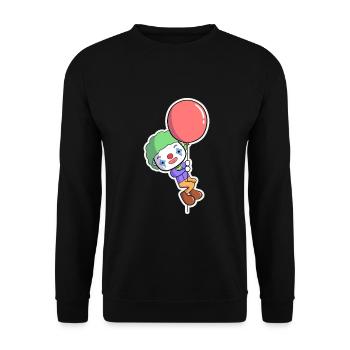 Clown mit Ballon - Unisex Pullover - Schwarz - Vorne - Alina (178cm) & Michal (187cm)