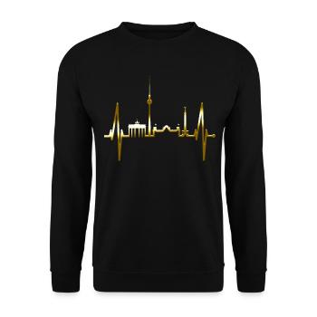 Berlin Skyline Coup de cœur Gold Love Berliner - Sweat-shirt Unisexe - noir - Devant - Alina (178cm) & Michal (187cm)