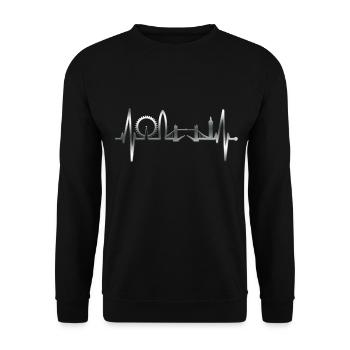 London Skyline Heartbeat England UK Heart Silver - Unisex Sweatshirt - black - Front - Alina (178cm) & Michal (187cm)