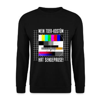 70er Jahre Kostüm Sendepause Testbild 70s Party - Unisex Pullover - Schwarz - Vorne - Alina (178cm) & Michal (187cm)