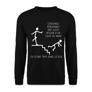 Coup de main ou tape dans le dos - Sweat-shirt Unisexe - noir - Devant - Alina (178cm) & Michal (187cm)