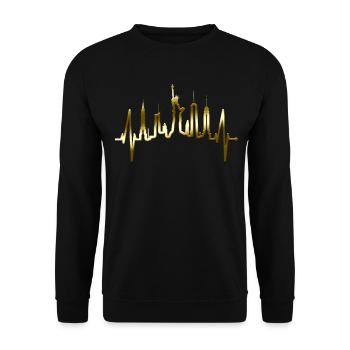 New York Skyline Heartbeat Heart Pulse États-Unis Or - Sweat-shirt Unisexe - noir - Devant - Alina (178cm) & Michal (187cm)