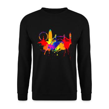 Londres Skyline Coloré couleurs Peinture Amour Angleterre - Sweat-shirt Unisexe - noir - Devant - Alina (178cm) & Michal (187cm)