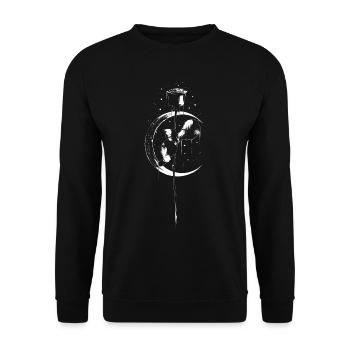 Rose Vintage Mond Sichel Witchcraft Okkult Gothik - Unisex Pullover - Schwarz - Vorne - Alina (178cm) & Michal (187cm)